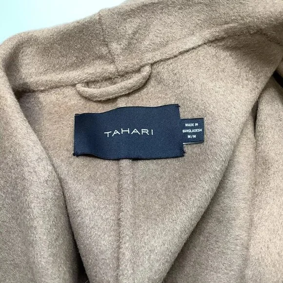 NEW TAHARI Women's Coat Ella Belted Wool Blend Size M Camel - Picture 5 of 7